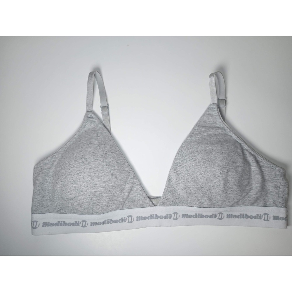 Modibodi Gray Organic Cotton Merino Wool Moisture Wicking Triangle Bralette M-L